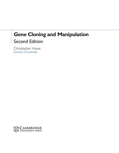 Gene Cloning and Manipulation