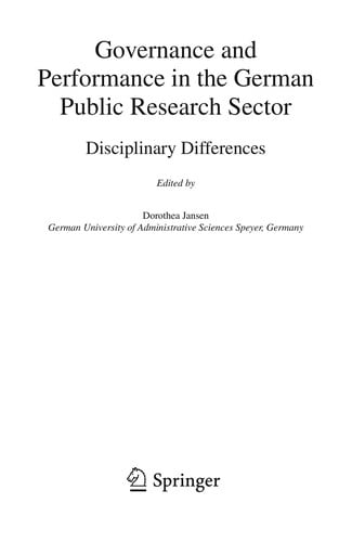 Governance and performance in the German public research sector