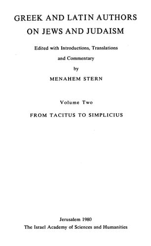 Greek and Latin authors on Jews and Judaism