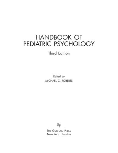 Handbook of pediatric psychology