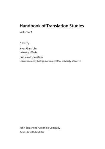 Handbook of translation studies