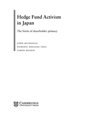 Hedge fund activism in Japan