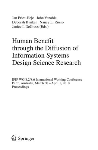 Human Benefit through the Diffusion of Information Systems Design Science Research