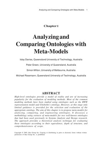 Information modeling methods and methodologies