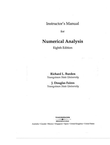 Instructor's manual for Numerical analysis, 8th ed
