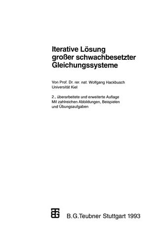 Iterative Lösung großer schwachbesetzter Gleichungssysteme