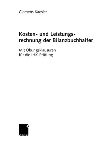 Kosten- und Leistungsrechnung der Bilanzbuchhalter