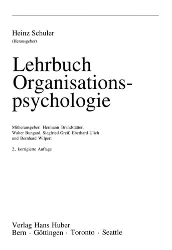 Lehrbuch Organisationspsychologie