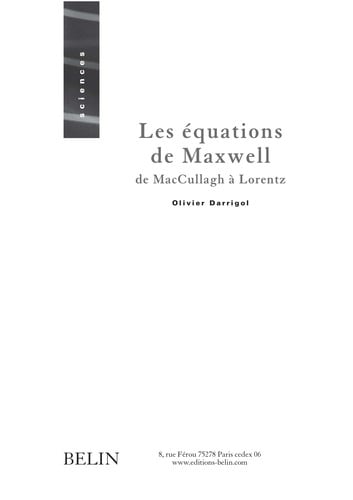 Les équations de Maxwell de MacCullagh à Lorentz