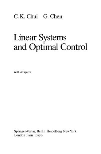 Linear Systems and Optimal Control