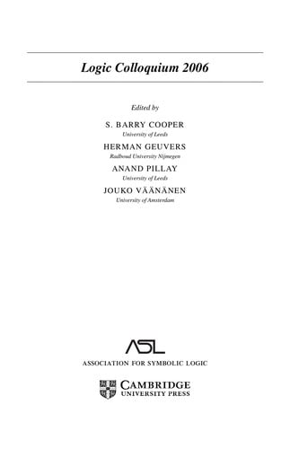 Logic Colloquium 2006