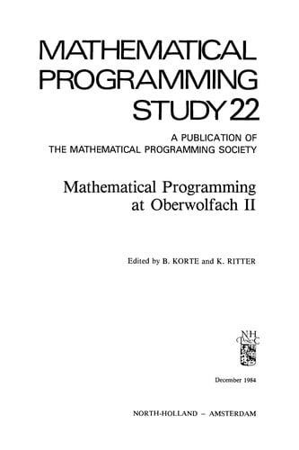 Mathematical programming at Oberwolfach II