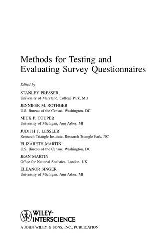 Methods for testing and evaluating survey questionnaires