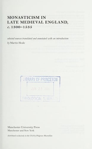 Monasticism in late medieval England, c. 1300-1535