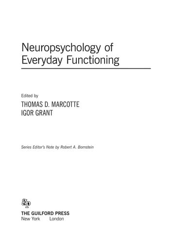 Neuropsychology of everyday functioning