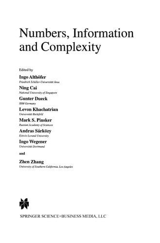 Numbers, Information and Complexity