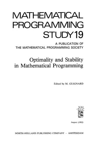 Optimality and stability in mathematical programming