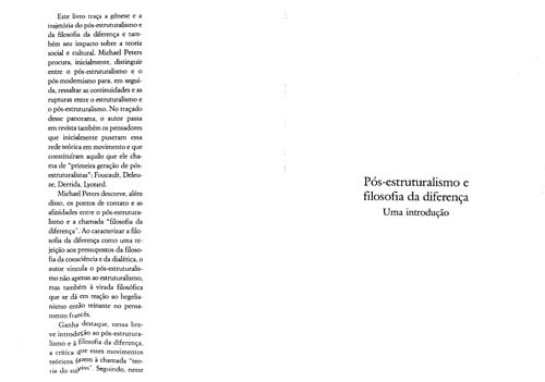 Pós-estruturalismo e filosofia da diferença
