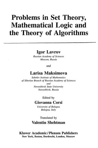 Problems in set theory, mathematical logic, and the theory of algorithms