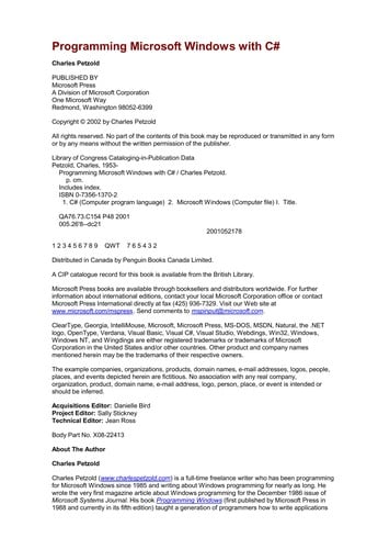 Programming Microsoft Windows with C♯
