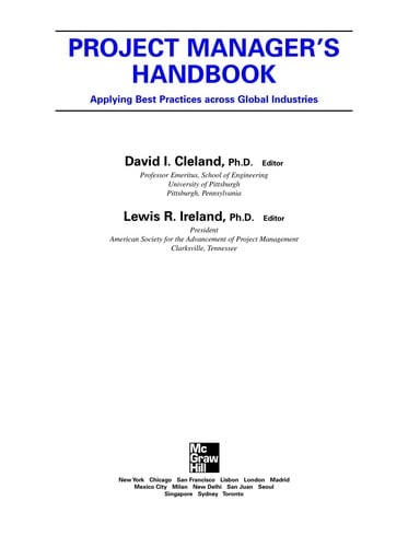 Project manager's handbook