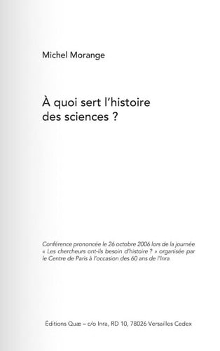 À quoi sert l'histoire des sciences ?