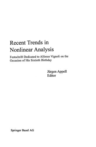 Recent Trends in Nonlinear Analysis