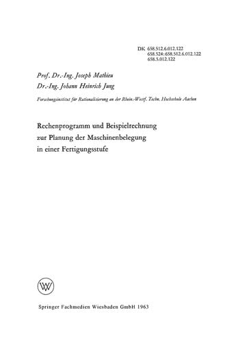 Rechenprogramm und Beispielrechnung zur Planung der Maschinenbelegung in einer Fertigungsstufe