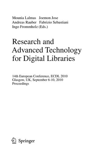 Research and Advanced Technology for Digital Libraries