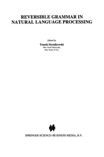 Reversible Grammar in Natural Language Processing