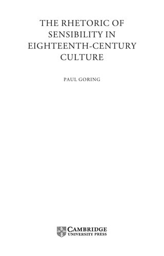 RHETORIC OF SENSIBILITY IN EIGHTEENTH-CENTURY CULTURE