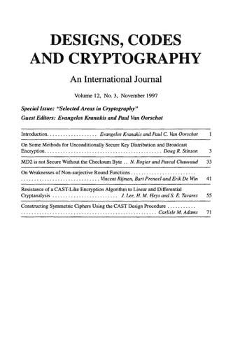 Selected Areas in Cryptography