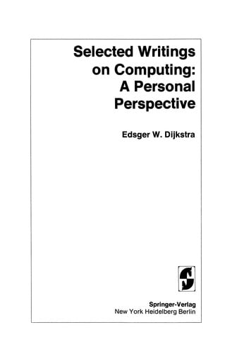 Selected Writings on Computing: A personal Perspective