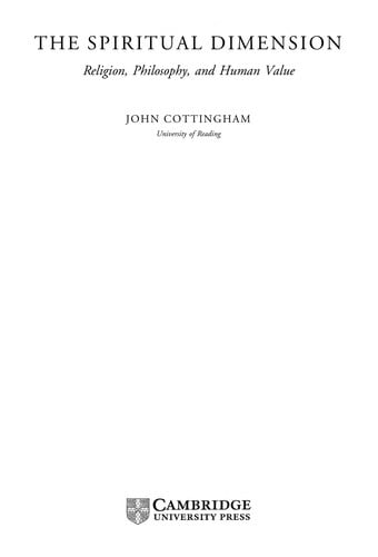 SPIRITUAL DIMENSION: RELIGION, PHILOSOPHY, AND HUMAN VALUE