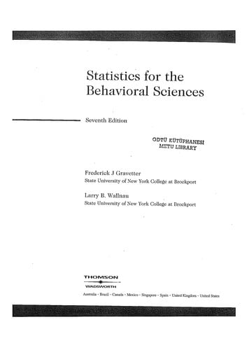 Statistics for the behavioral sciences