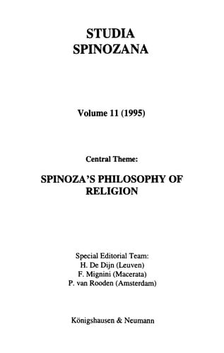 Central theme: Spinoza's philosophy of religion