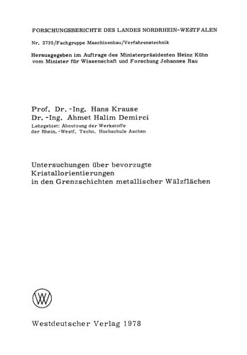 Untersuchungen über bevorzugte Kristallorientierungen in den Grenzschichten metallischer Wälzflächen