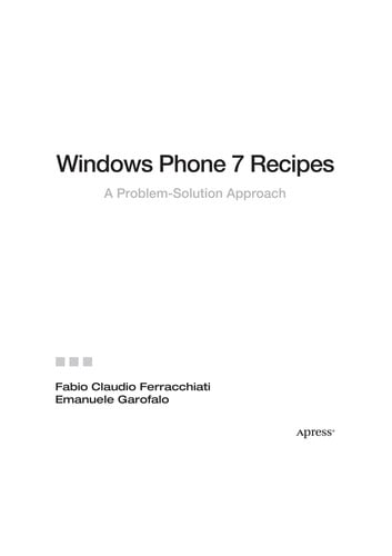 Windows Phone 7 recipes