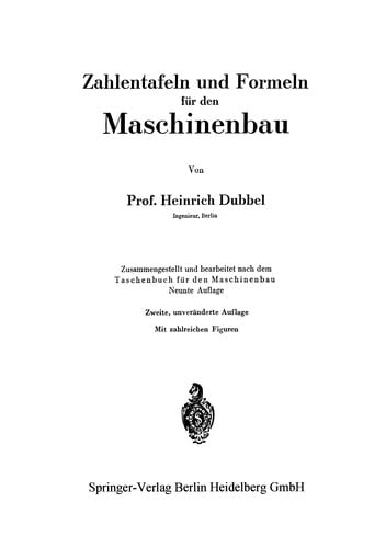 Zahlentafeln und Formeln für den Maschinenbau