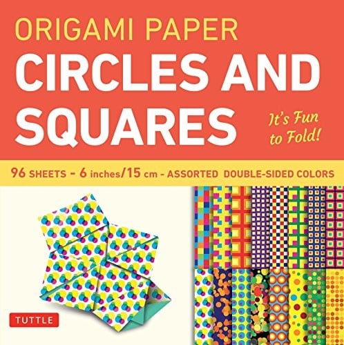 Origami Paper - Circles and Squares 6 inch - 96 Sheets : Tuttle Origami Paper : High-Quality Origami Sheets Printed with 12 Different Patterns