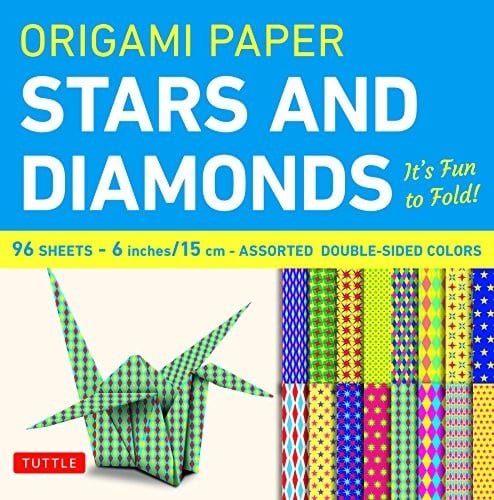 Origami Paper - Stars and Diamonds - 6 inch - 96 Sheets : Tuttle Origami Paper : High-Quality Origami Sheets Printed with 12 Different Patterns