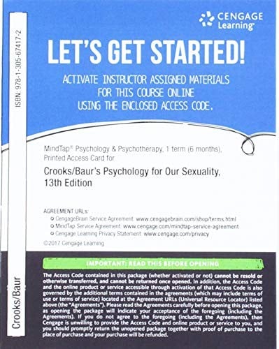 MindTap Psychology, 1 term  Printed Access Card for Crooks' Our Sexuality, 13th