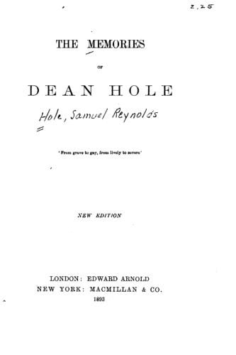 The memories of Dean Hole