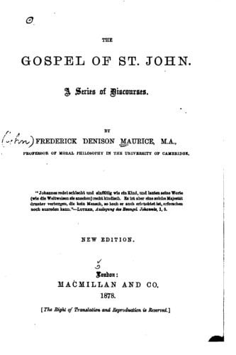 The Gospel of St. John, A Series of Discourses