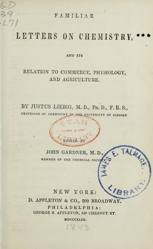 Familiar letters on chemistry, and its relation to commerce, physiology, and agriculture