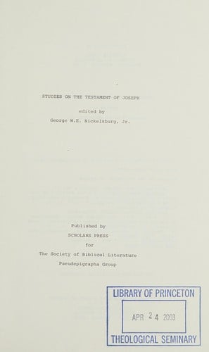 Studies on the testament of Joseph