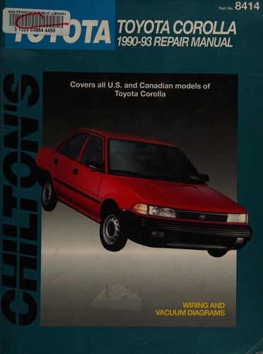 Chilton's Toyota Corolla 1990-93 repair manual