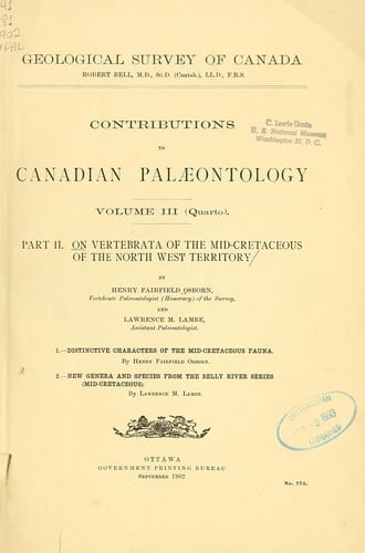 On vertebrata of the mid-Cretaceous of the North West Territory