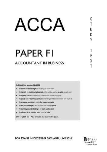 ACCA, for exams in December 2009 and June 2010