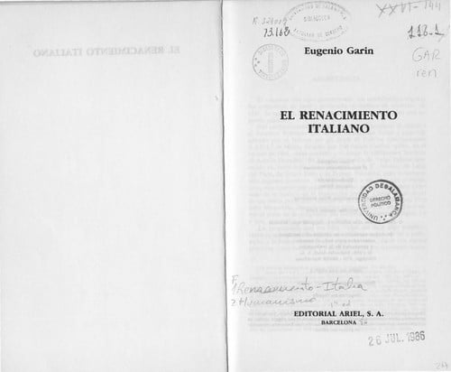 El renacimiento Italiano